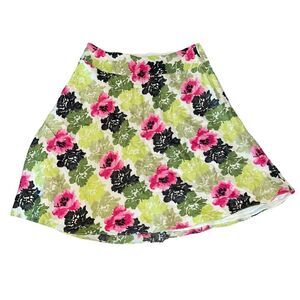 Ann Taylor A Line Floral 100% Silk Lined Side Zip Skirt Womens Size 10 Dainty